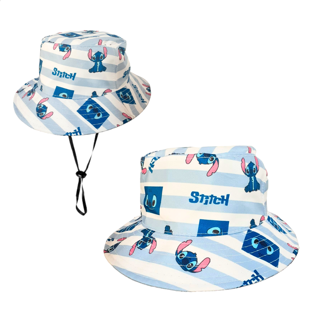 Chapéu Bucket Infantil Stitch Com Cordinha Praia Proteção Crianças do 1 ao 3 Anos Idades