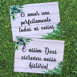 Kit 2 plaquinhas de casamento personalizada noiva rustico