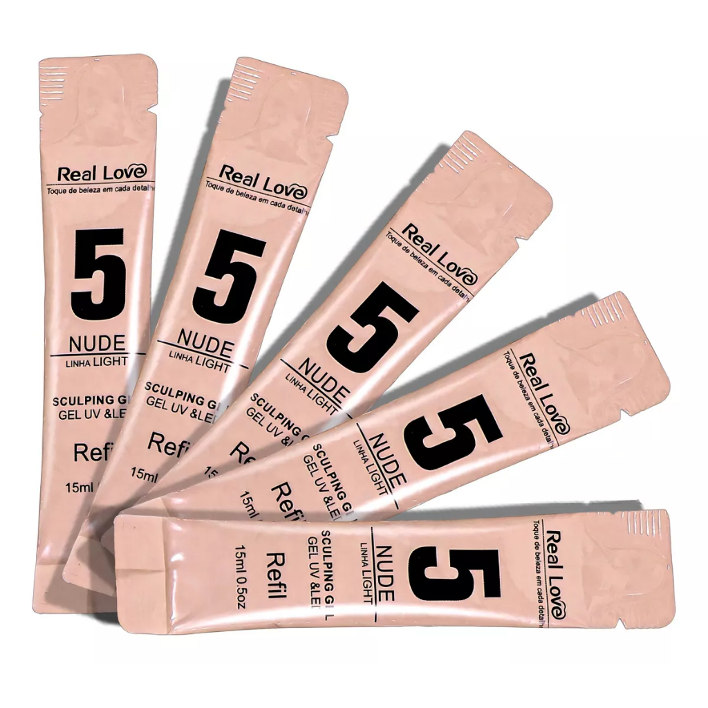 Kit 5 Sachês Refil Sculping Gel Unhas Light 15ml - Real Love em Oferta na Shopee