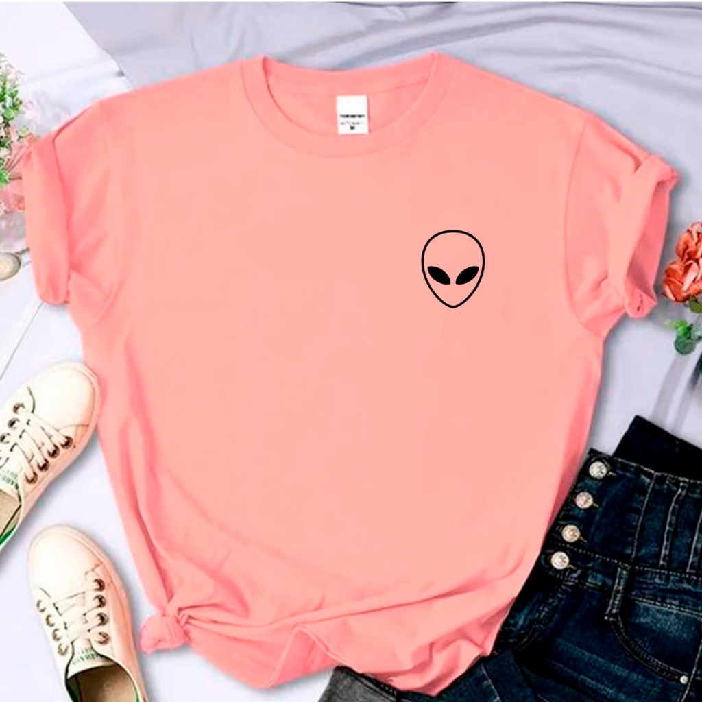 camisa feminina T-Shirt Et alien alienígena geek nerd nave espacial rave