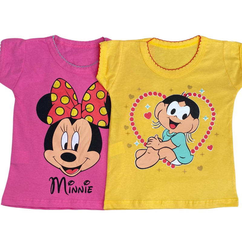 Roupa Infantil Menina kit Sortido Com 2 Blusa Infantil 100% Algodão Varias Estampas