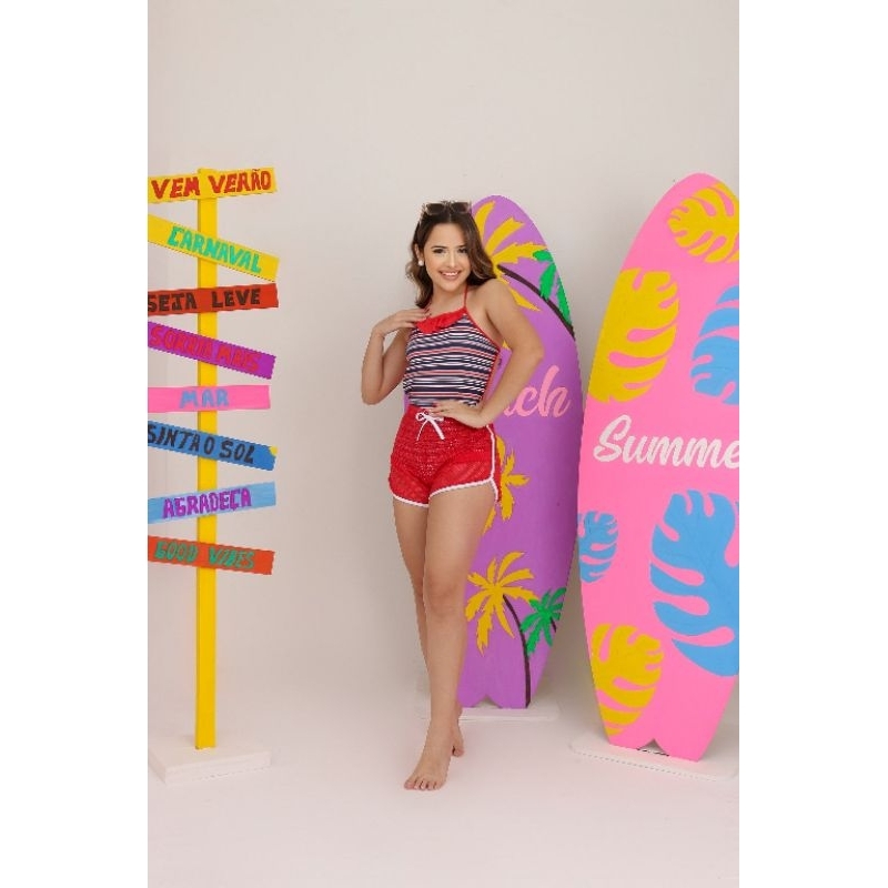Maiô Infantil e Juvenil Menina Kit Maiô Com Saída De Praia Short Ou Saia Moda Praia