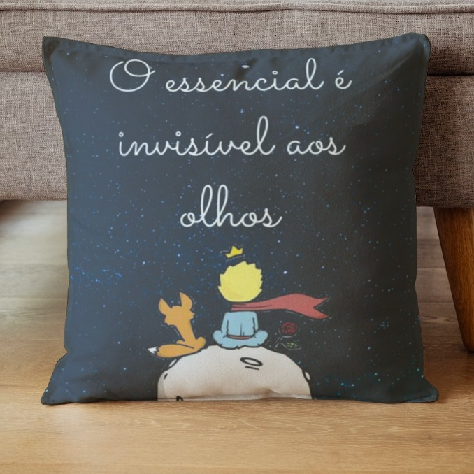 Capa de Almofada Pequeno Principe e a Raposa Sublimada Decorativa Lar 45 x 45cm Percal c Ziper