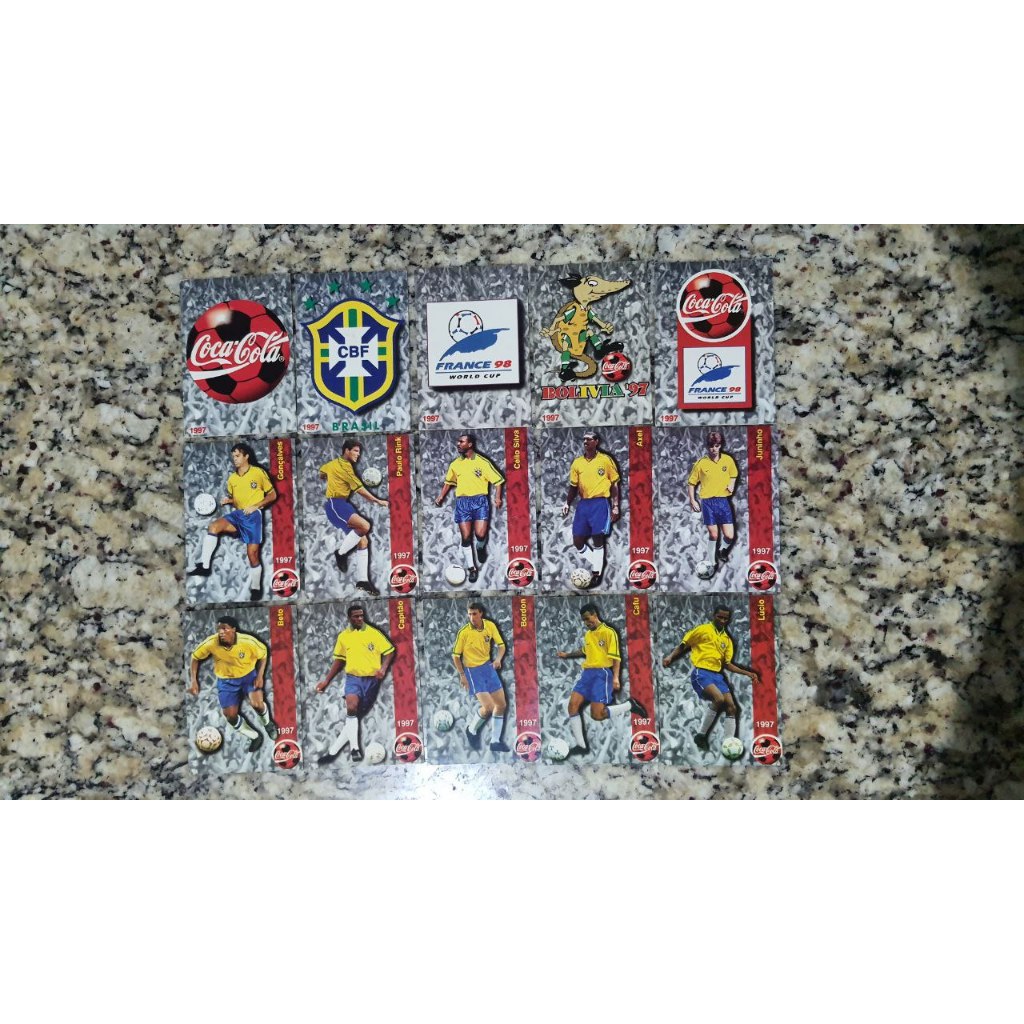 Coleção Completa de Cards Seleção Brasileira 1997 Coca Cola - 60 cards