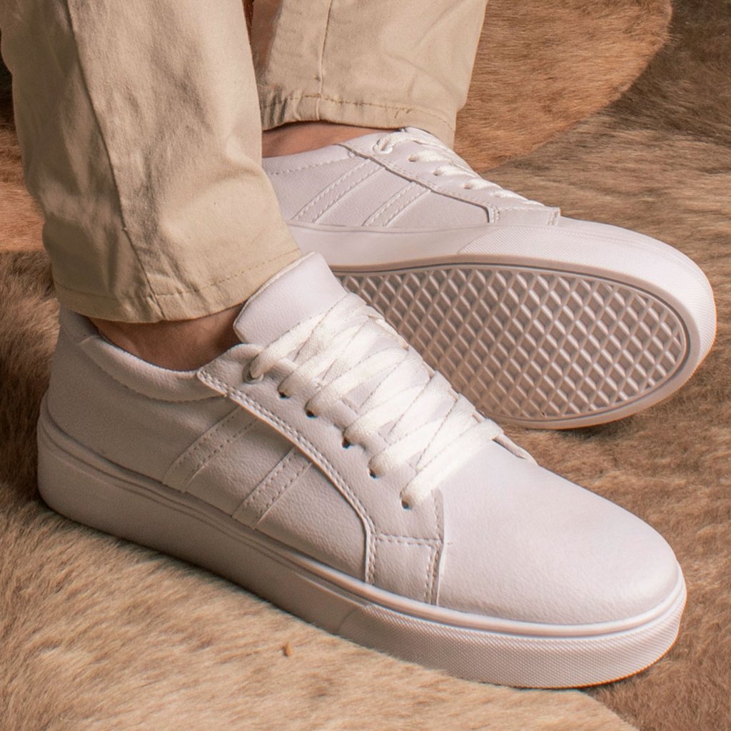 Tênis branco masculino Feminino Tênis Academia Passeio Confotável Tenis Casual Preto