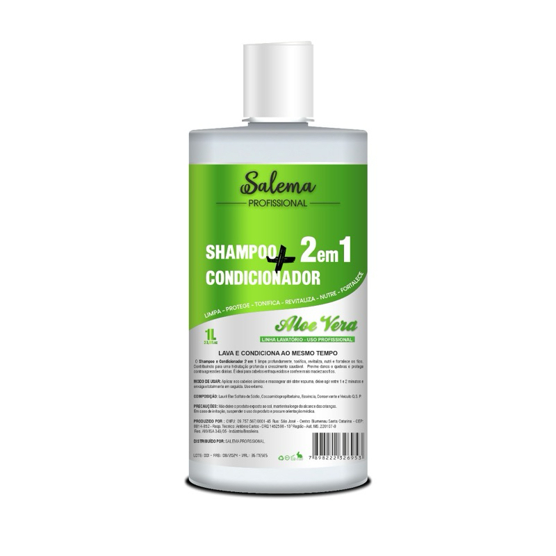 Shampoo Condicionador 2 Em1 Aloe Vera Linha Feminino Masculino 500 Ml Salao de Beleza Linha Profissional
