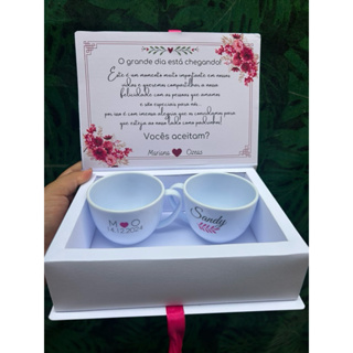 Caixa Convite c/ Xícaras - Casamento / Batizado [Lunna Personalizados] em Oferta na Shopee