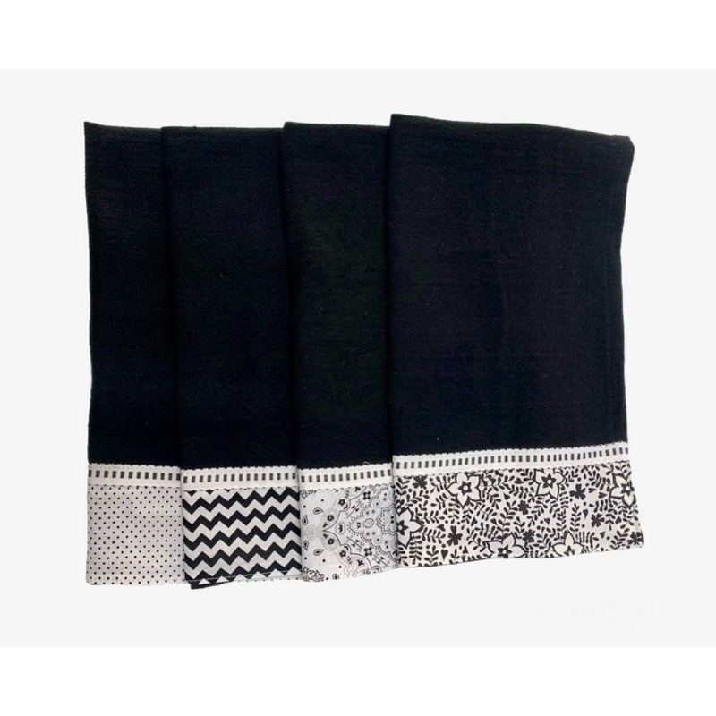 Kit 5 Panos De Prato Preto Minimalista Pé De Galhinha 100% Algodão Barrado Gourmet em Oferta na Shopee