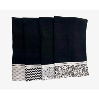 Kit 5 Panos De Prato Preto Minimalista Pé De Galhinha 100% Algodão Barrado Gourmet em Oferta na Shopee