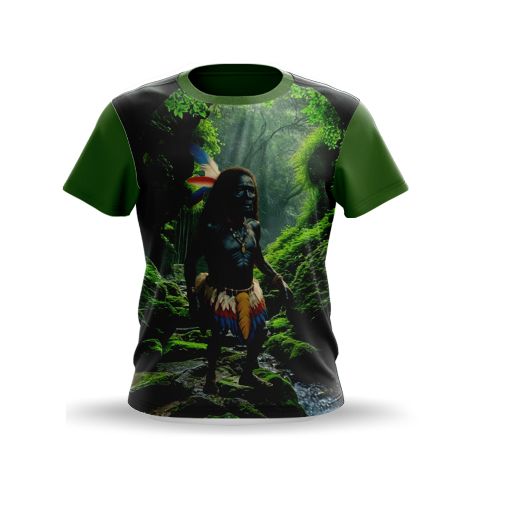 CAMISA CABOCLO PEDRA PRETA UMBANDA & CANDOMBLÉ- TECIDO DRYFIT - SUBLIMADA - COD.159