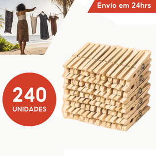 Kit Com 240 Unidades de Pregador, Prendedor de Roupa, Madeira, Pregador De Roupas em Oferta na Shopee