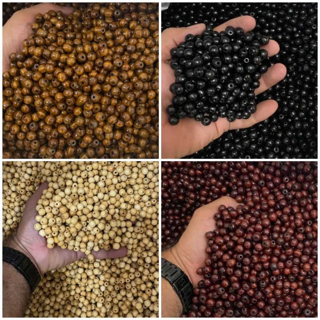 Bola de Madeira 6/8/10/12mm Missanga para Terço Pulseiras Japa Mala e Artesanato 100 unidades em Oferta na Shopee