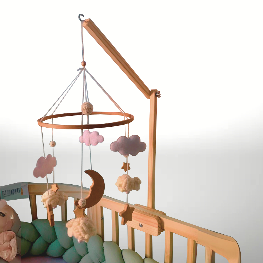 Suporte de Madeira Pinus para Pendurar Mobile de Berço Bebê