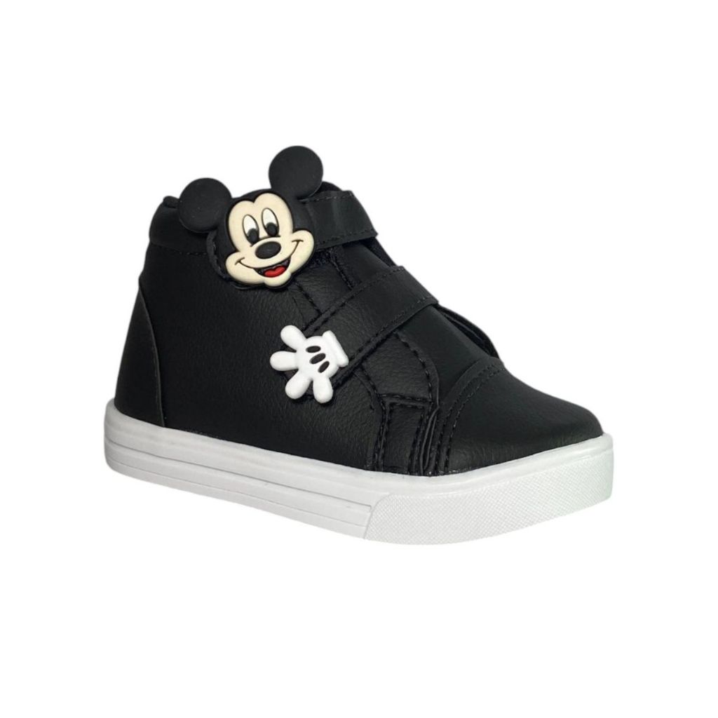 Tenis Cano Alto Mickey Preto Infantil Menino 20 Ao34