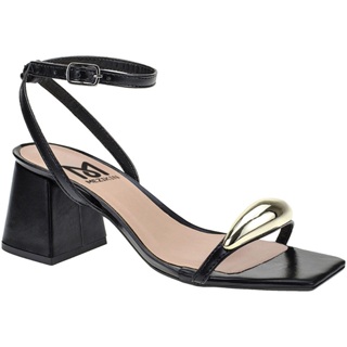 Sandalia Feminina Moderna Enfeite Gota Metal Tira Salto Bloco Quadrado 18-410 em Oferta na Shopee