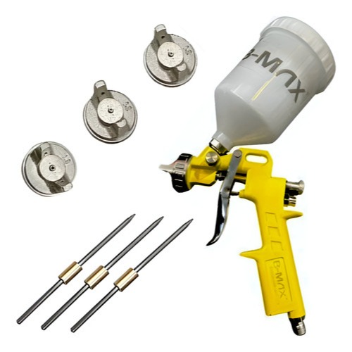 Maquina de Pintura Pistola Hvlp Profissional Automotiva Gravidade mais 3 Bicos Bojão 600ml em Oferta na Shopee
