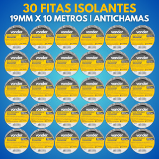 30 Fitas Isolante 19Mmx 10 Metros Preta  Anti Chamas VONDER em Oferta na Shopee