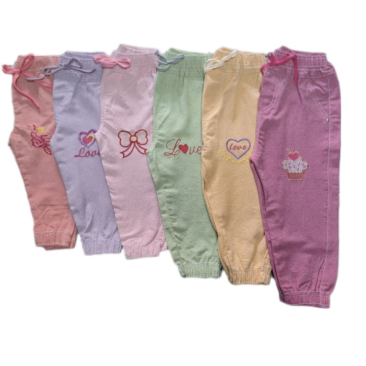 Kit com 5 Calça Feminina Infantil Jogger Brim Menina