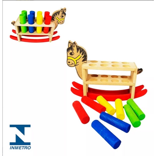 Cavalinho Pedagógico Balanço Montessoriano Com Pinos Color