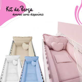 Kit Protetor De Berço Americano ou Nacional Completo Com 10 Peças + Saia De Berço em Oferta na Shopee