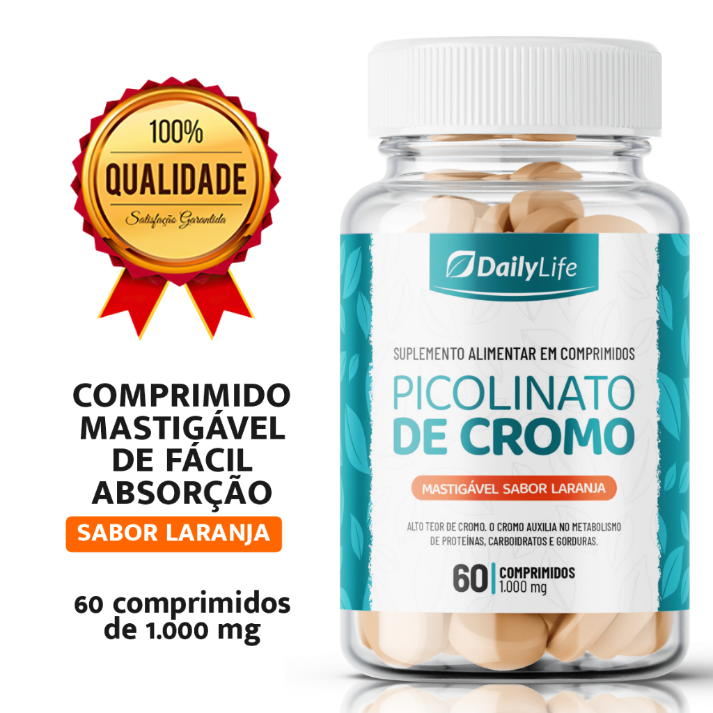 Picolinato de Cromo 60 comprimidos 1000mg Sabor Laranja | DailyLife