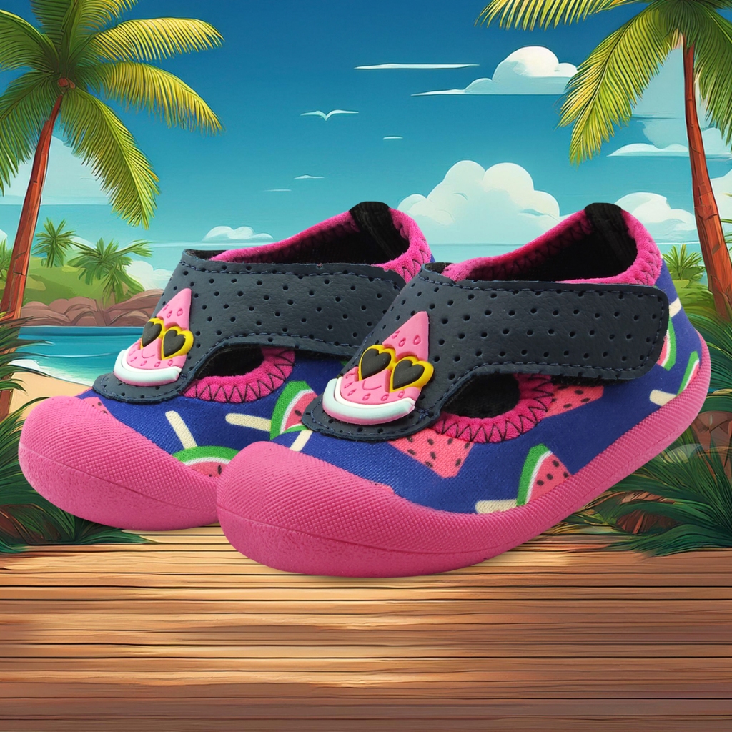 Sapameia Antiderrapante Velcro Infantil Menina Melancia BB&Kids Marinho/Pink