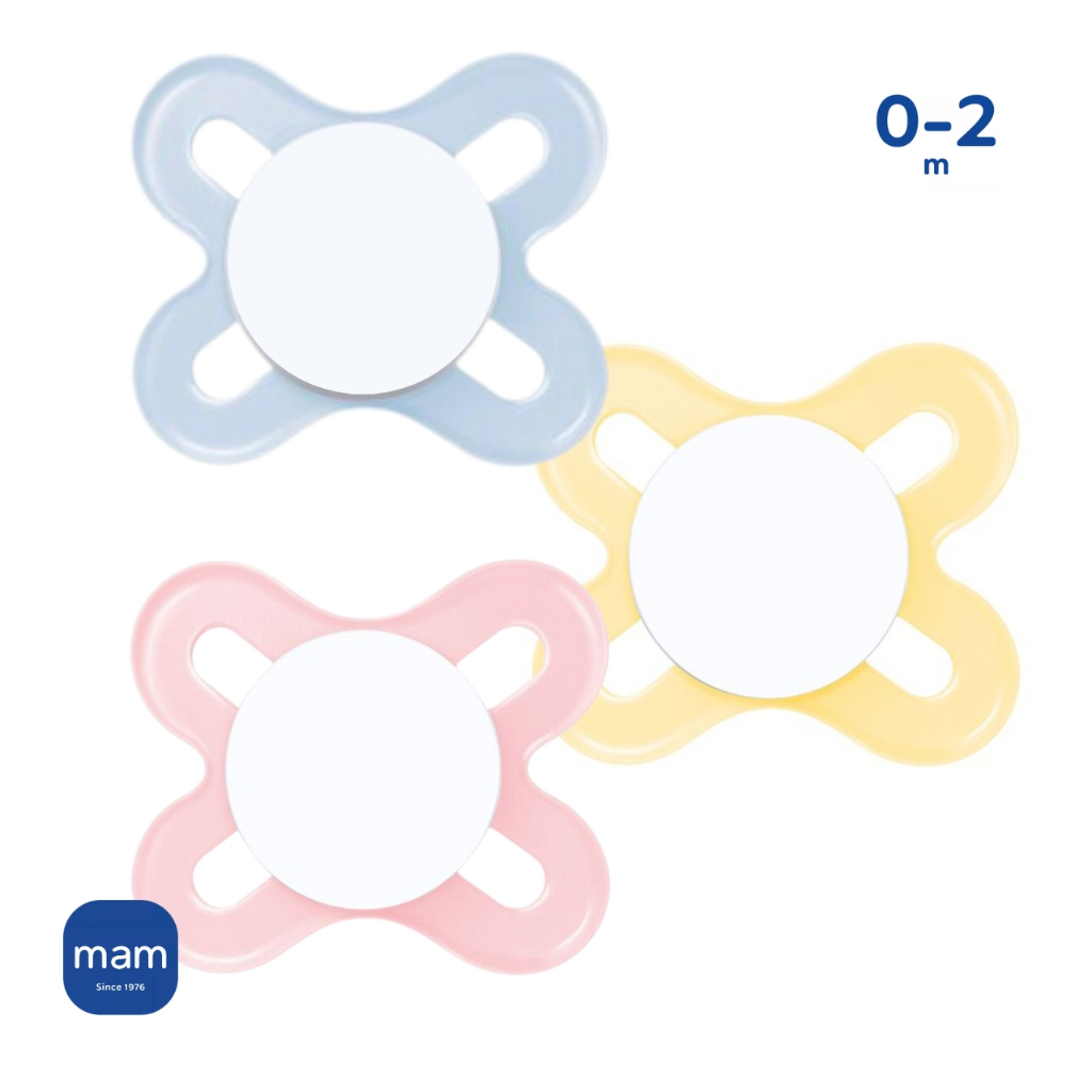 Chupeta MAM 0-2 Meses Start Bico Simétrico Silicone Bebê Infantil Recém Nascido Rosa e Azul Neutra