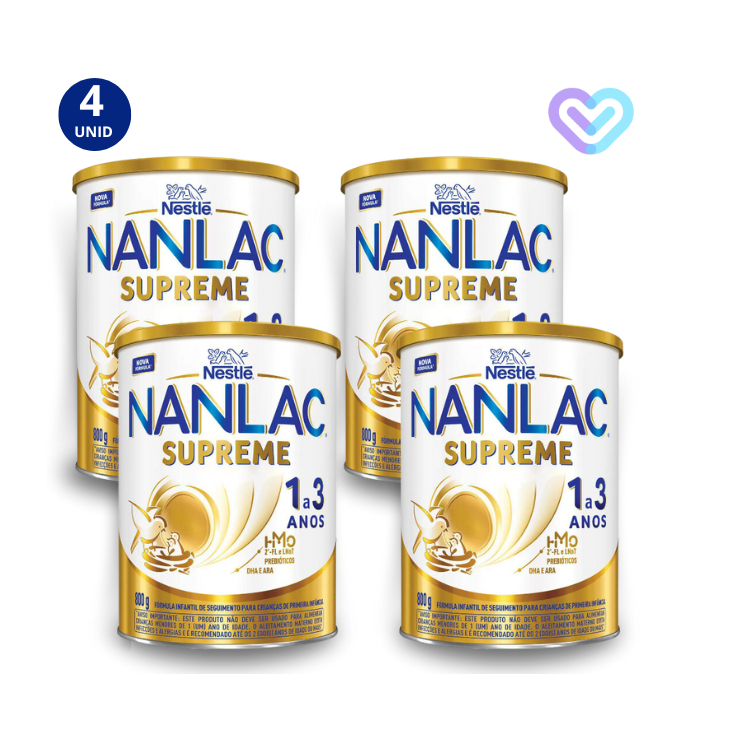 Kit 4x Fórmula Infantil NANLAC Supreme 1 A 3 Anos 800g Nestlé - Mom & Baby