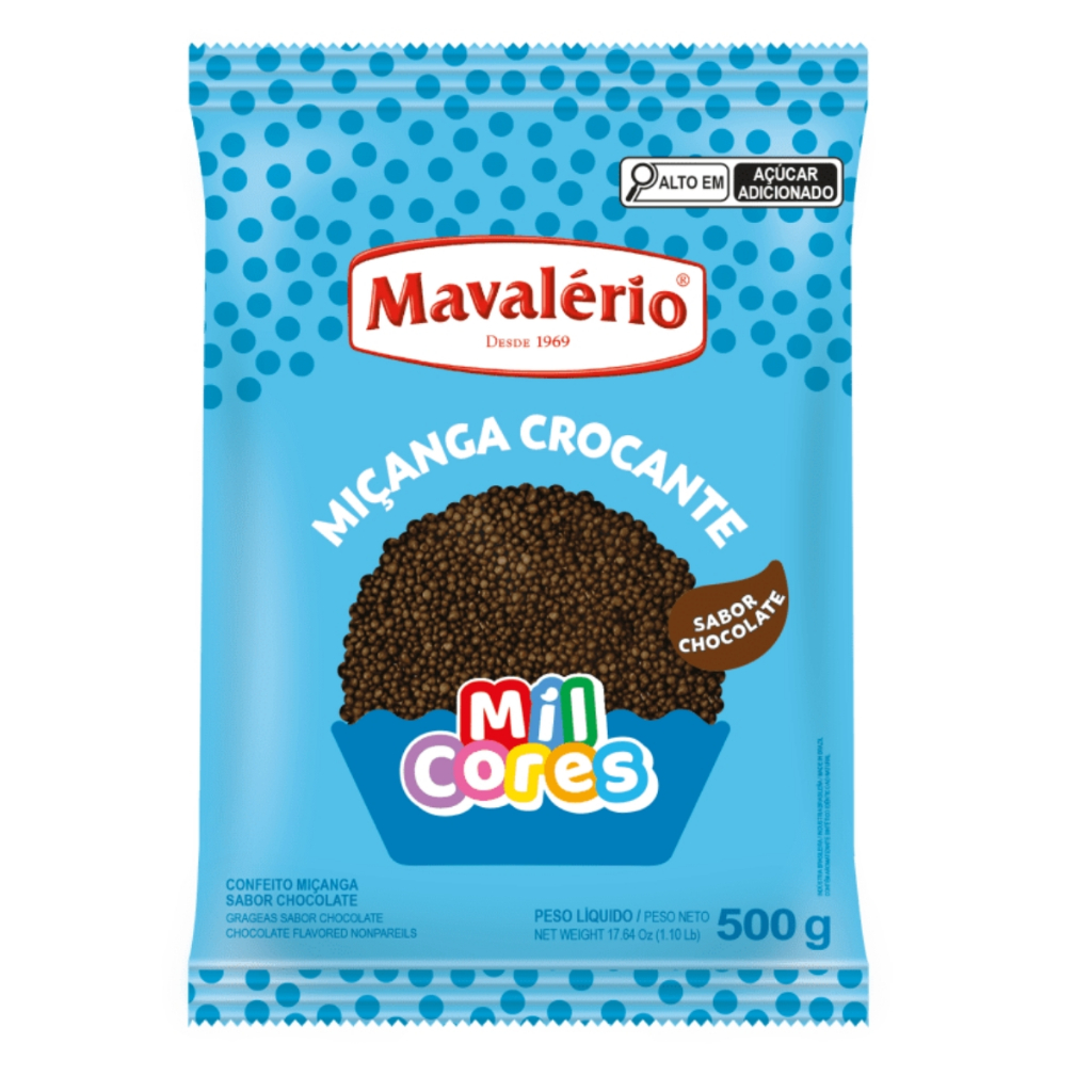 Confeito Miçanga Sabor Chocolate Mil Cores 500g Mavalério em Oferta na Shopee