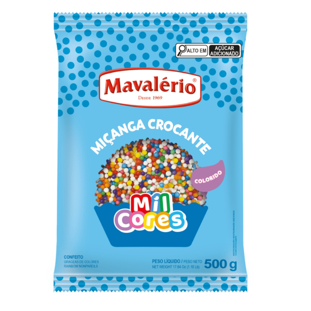 Confeito Miçanga Coloridas Mil Cores 500g Mavalério