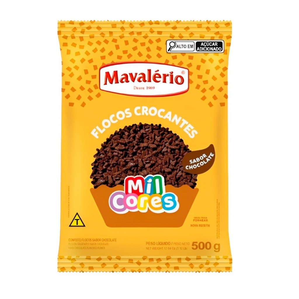Flocos Crocantes Chocolate Mil Cores 500g Mavalério em Oferta na Shopee