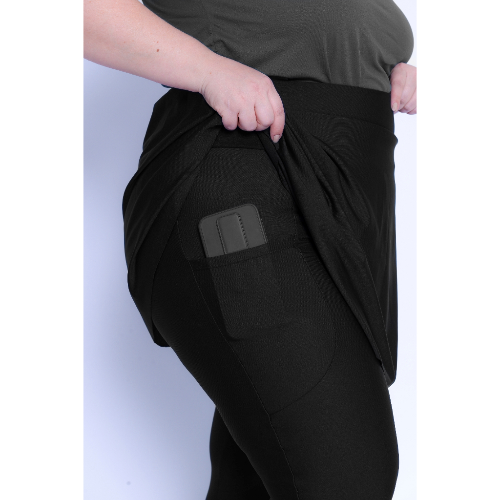 Calça Legging Saia Com Bolso Feminina Plus Size Para Academia Roupa Modestia Para Treino G1 e G2