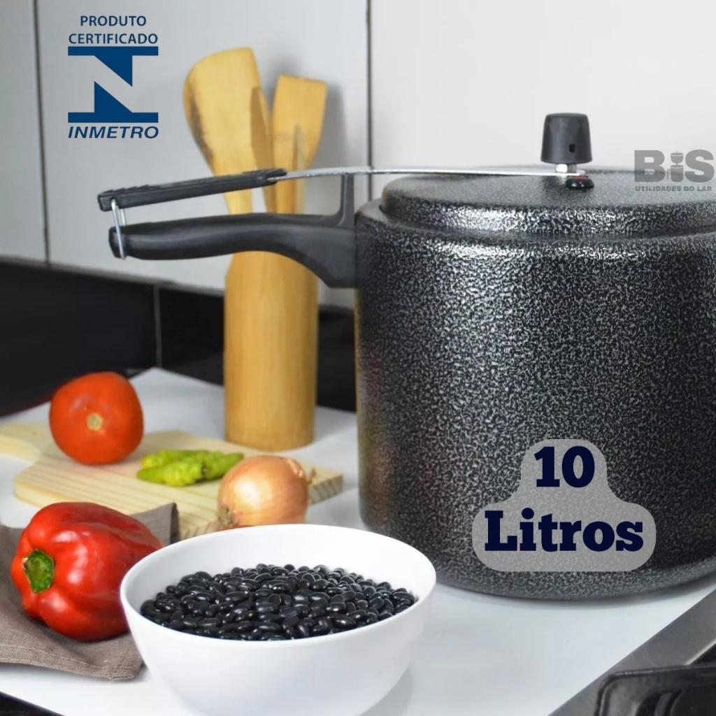 Panela De Pressão 10L Preta Triunfo Testada e Certificada Pelo Inmetro Ótima Pressão 10 Litros em Oferta na Shopee