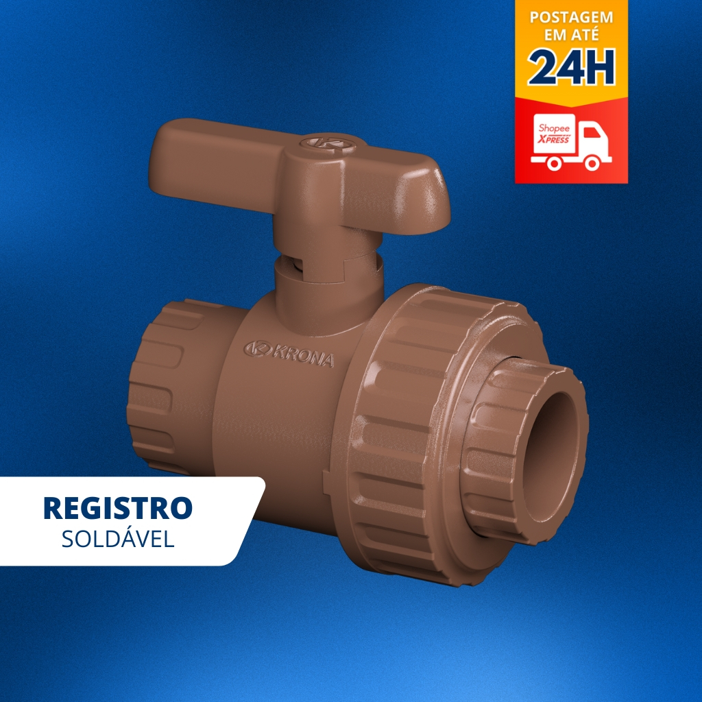Registro De Esfera PVC Soldável Com União KRONA