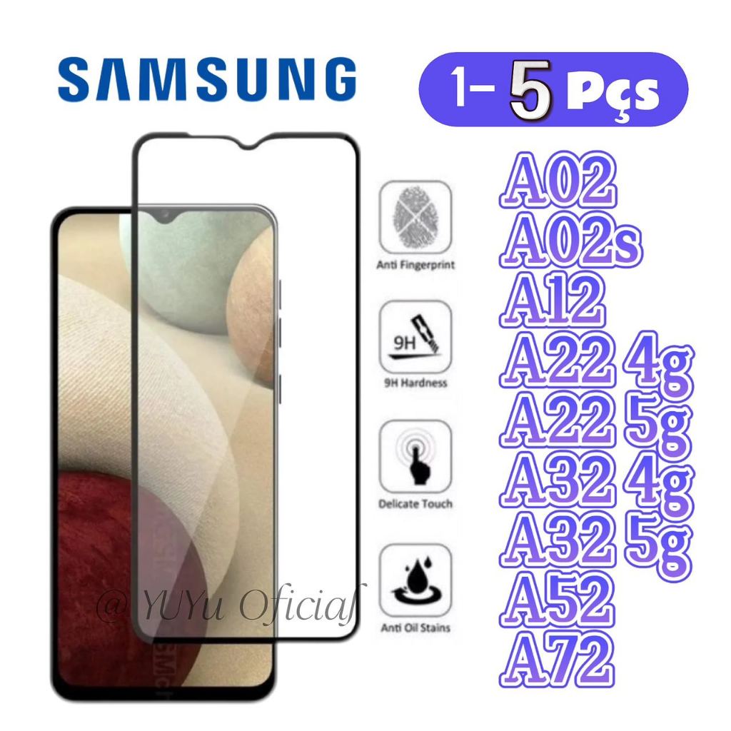 Película De Vidro 3D Samsung Galaxy A02/A02S/A12/A22 4G/A22 5G/A32 4G/A32 5G/A52/A72