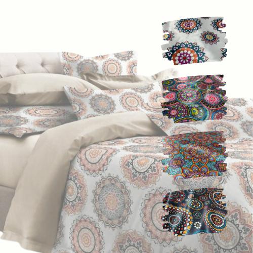 Tecido Cetim Estampado Mandala Indiana 1,40m Decorações e Roupas femininas
