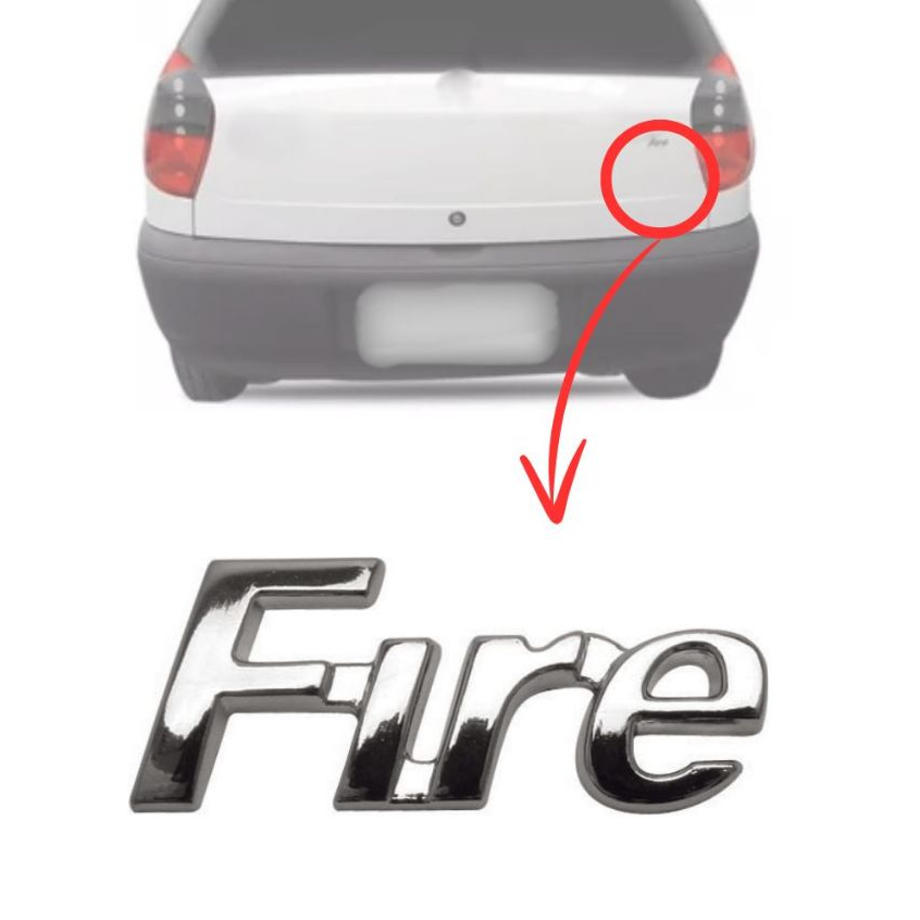 Emblema letreiro FIRE para carros Fiat 00/16 - CROMADO em Oferta na Shopee