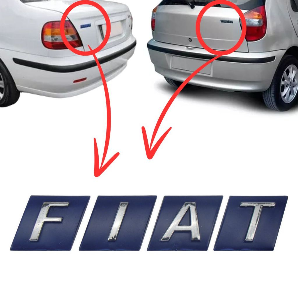 Emblema letreiro Fiat Azul e cromado para Porta Malas PALIO SIENA MAREA 01/06 em Oferta na Shopee