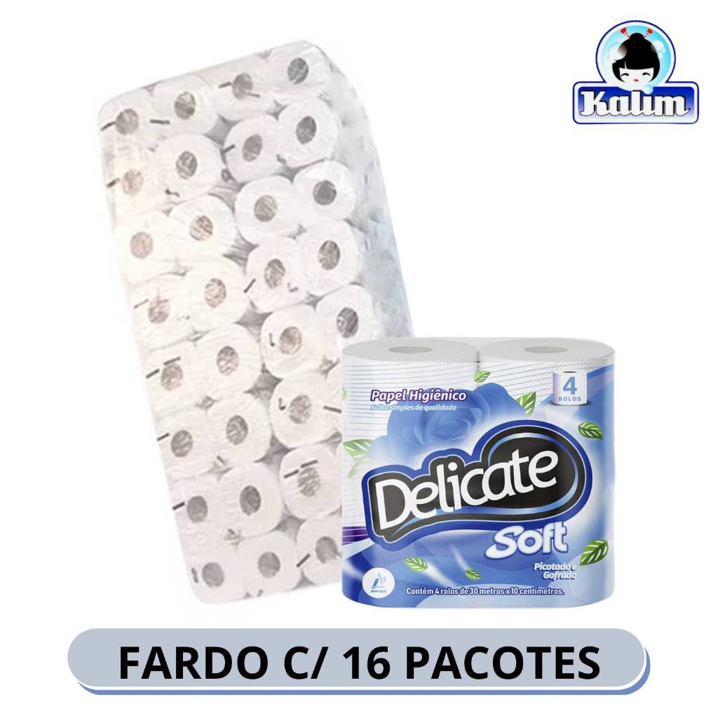 Papel Higiênico Delicate Soft 16Pcts 100% Fibras Naturais 30mx10cm