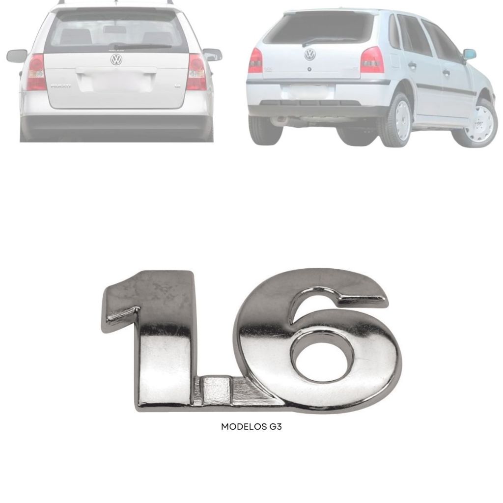 Emblema Letreiro 1.6 do Gol parati Saveiro G3 2000 a 2005 Cromado