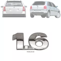 Emblema Letreiro 1.6 do Gol parati Saveiro G3 2000 a 2005 Cromado