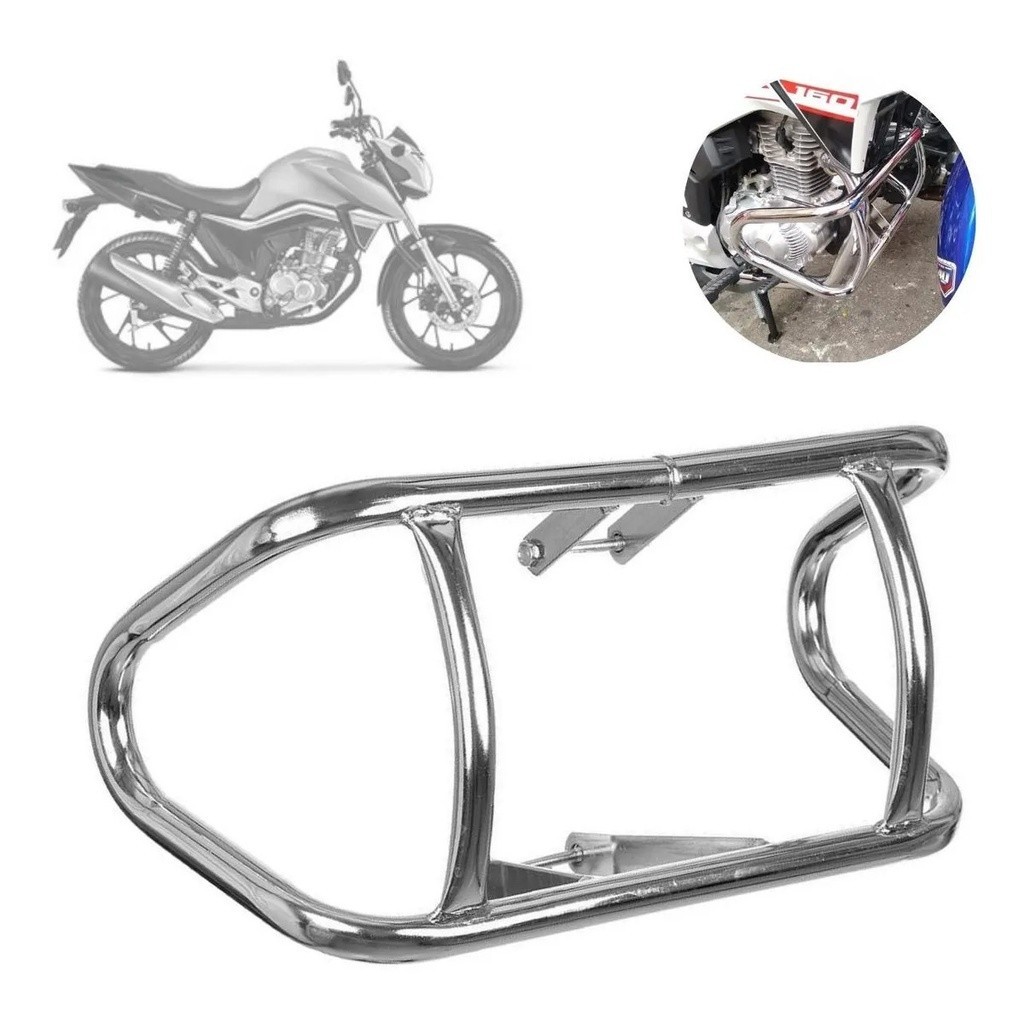 Mata Cachorro Frances Moto Honda Cg Titan Fan Start 125 150 160 Protetor Carenagem Motor Cromado