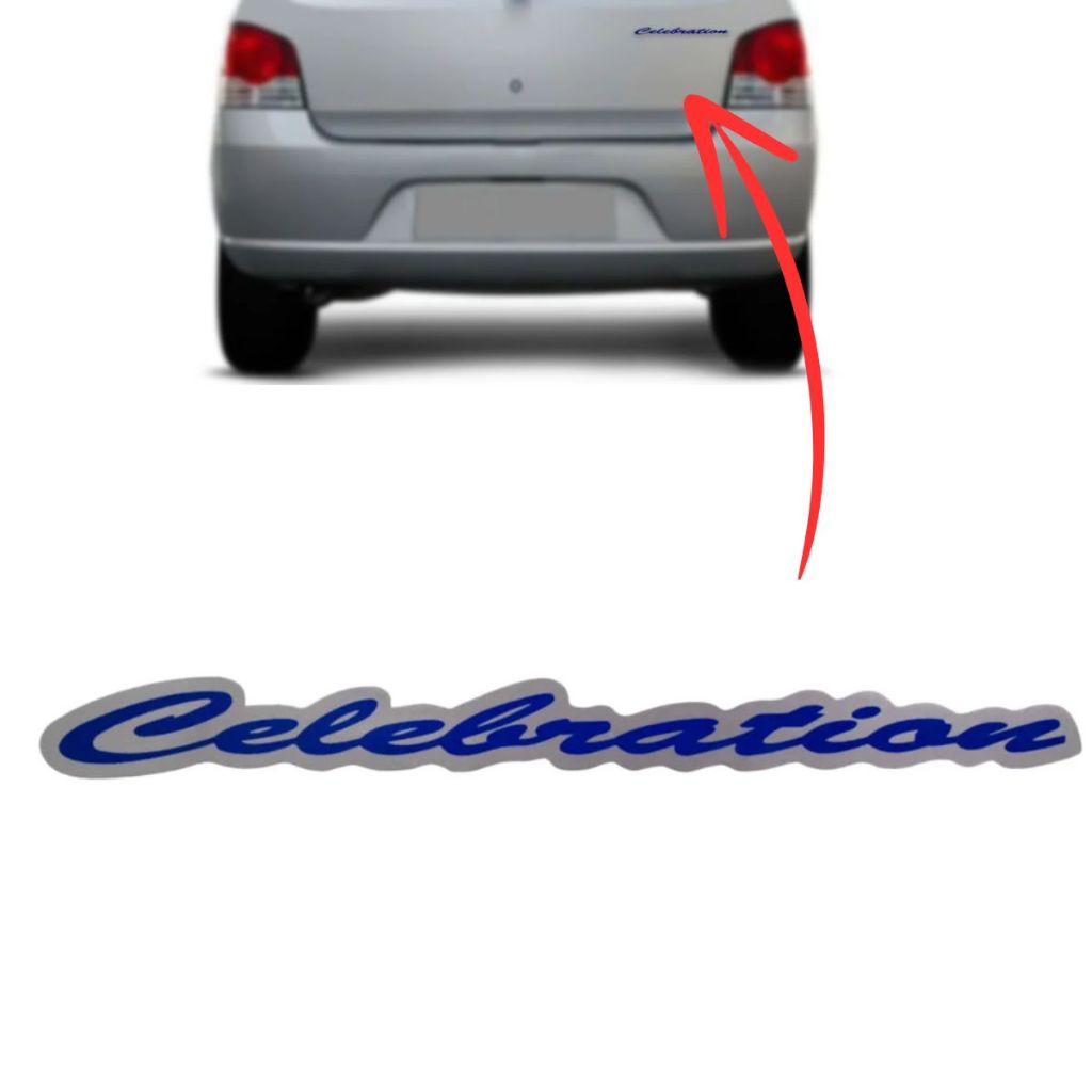 Emblema adesivo CELEBRATION – Palio Celebration 2007 a 2010 – cinza c/ azul em Oferta na Shopee