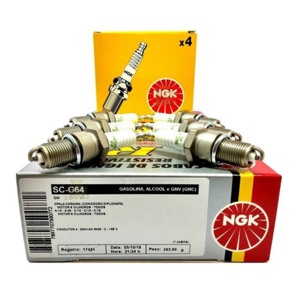 Kit Cabos E Velas Ignição Ngk Opala Caravan Diplomata 6 Cilindros Gasolina Gnv