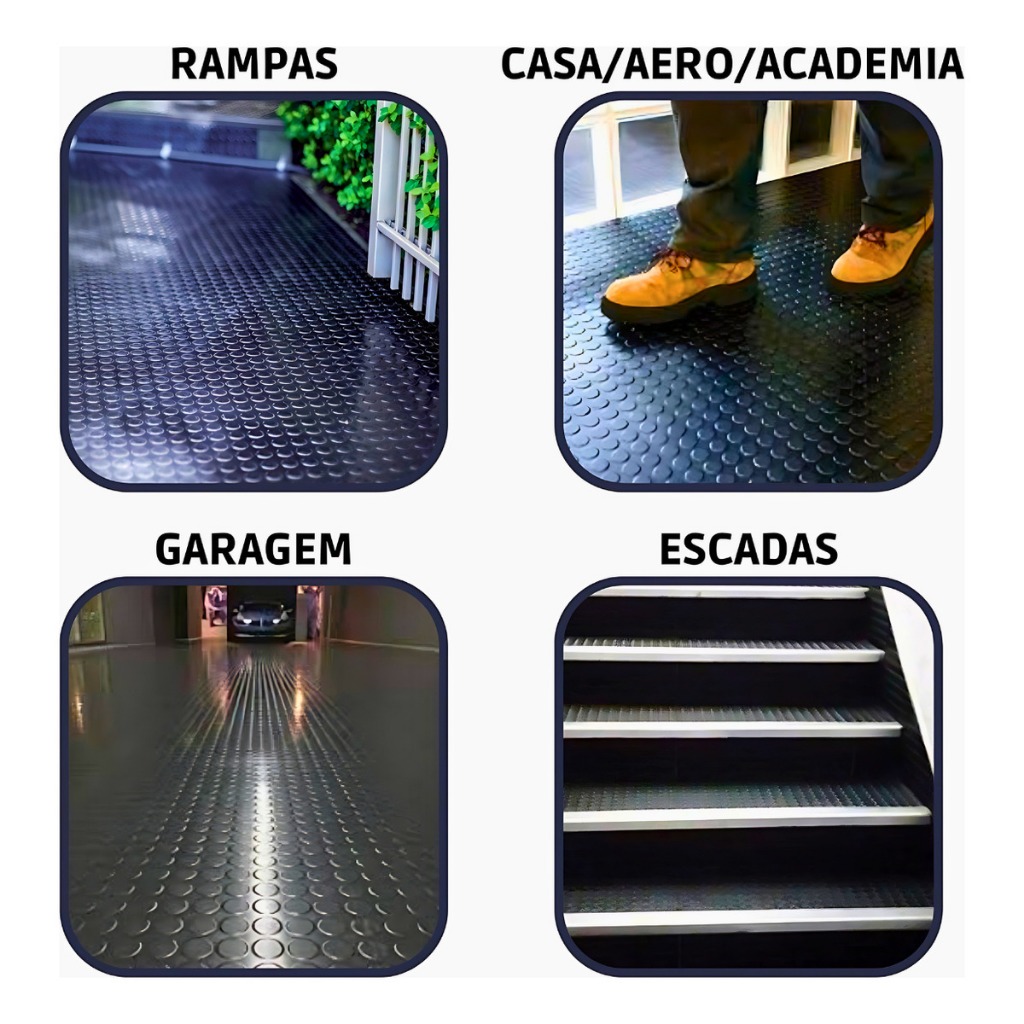 Tapete Antiderrapante Emborrachado Piso Moeda 80cm X 1,30m Banheiro Rampa Box Escada Impermeável