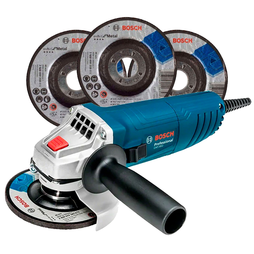 Esmerilhadeira Angular 850W 4.1/2Pol GWS 850 + 3 Discos - Bosch 110V em Oferta na Shopee
