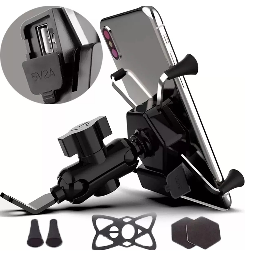 Suporte Celular Moto Com Carregador Universal Usb