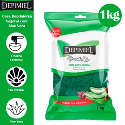 Cera Depilatória em Pérolas Vegetal Depimiel com Aloe Vera 1kg