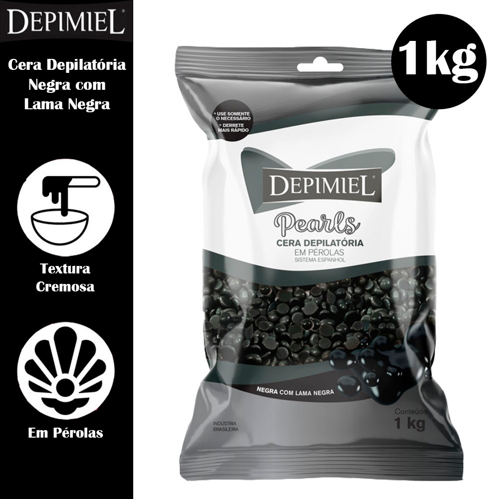 Cera Depimiel Depilatória em Pérolas Negra 1kg  Depimiel Cera creme para Depilação  Lama Negra Espanhol 1kg em Oferta na Shopee