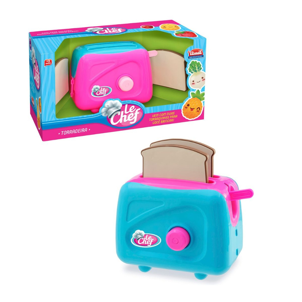 Brinquedo Torradeira LeChef - Torradeira de Brinquedo + 2 Acessórios - UsualBrinquedos